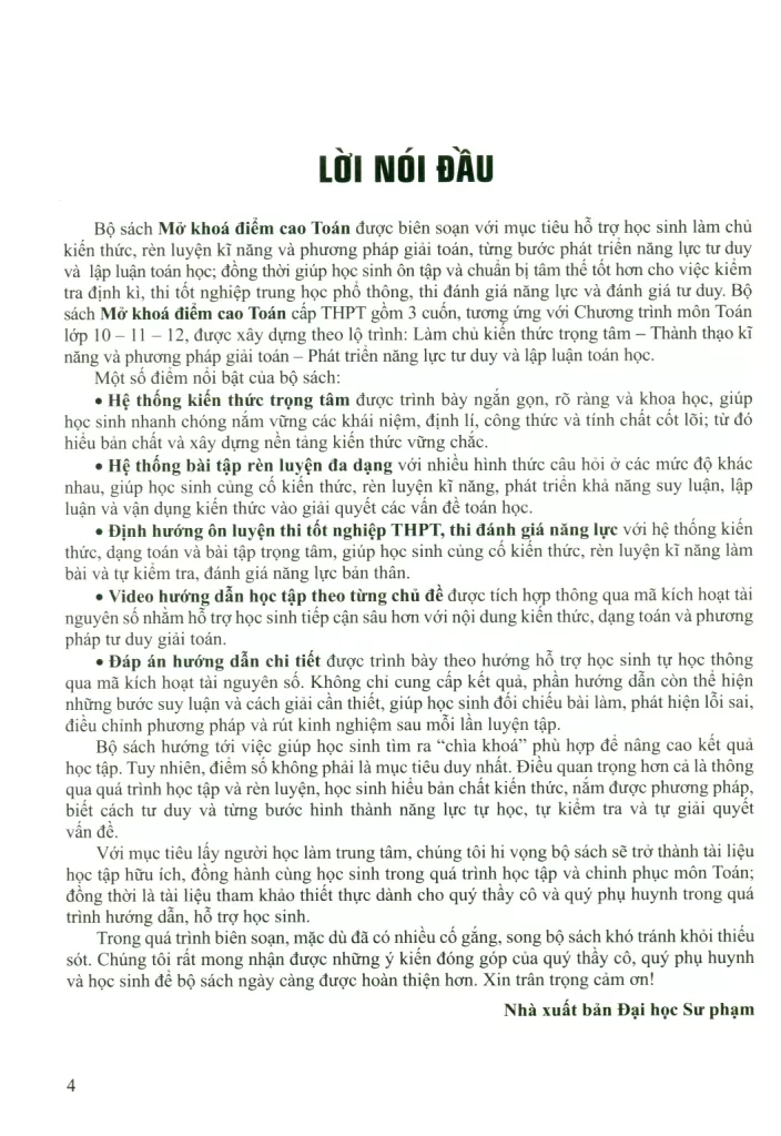 MỞ KHÓA ĐIỂM CAO TOÁN LỚP 11
